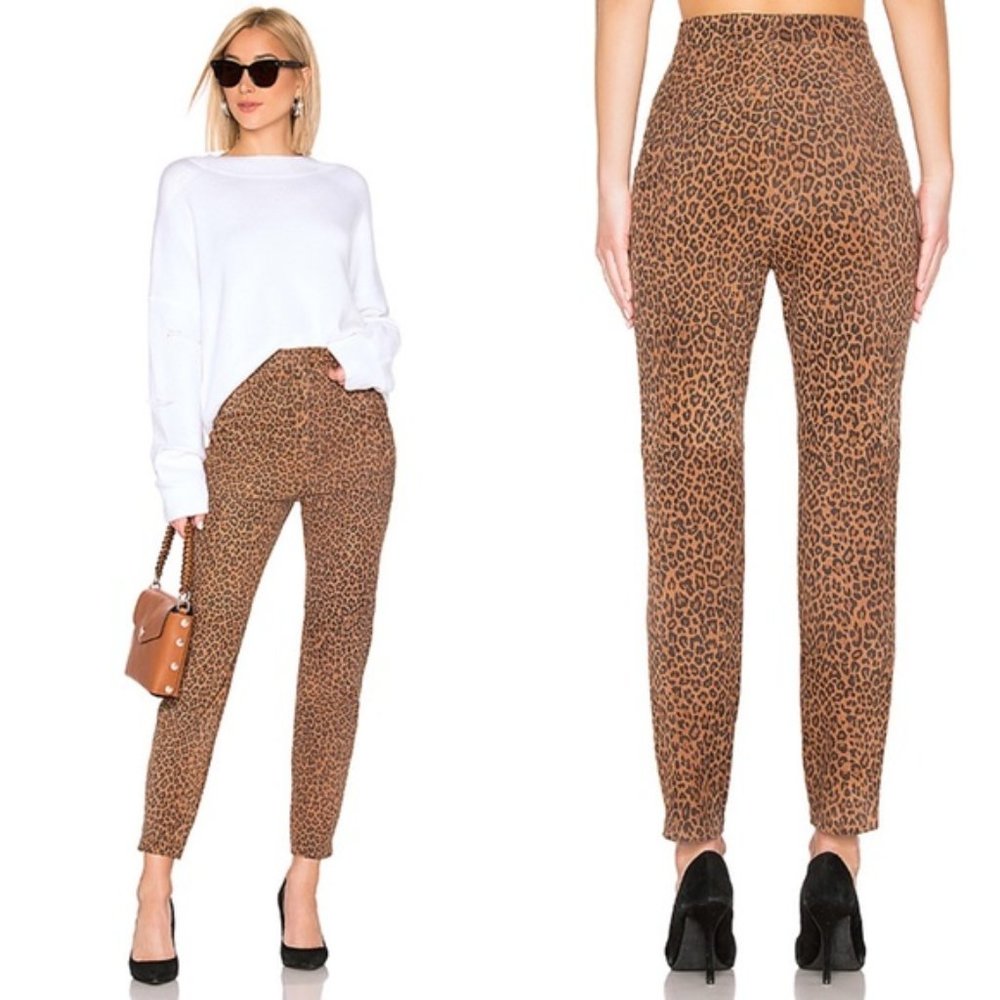 LPA Leopard Print Straight Leg Pants in Brown